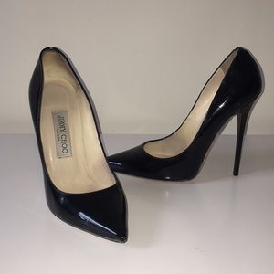 Jimmy Choo Anouk Patent Leather Black Pumps 7.5
